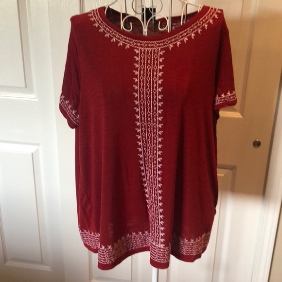 Rafaella Tops - Red Rafaela Boho-Chic Shirt Rafaella Tops - Red Rafaela Boho-Chic Shirt
